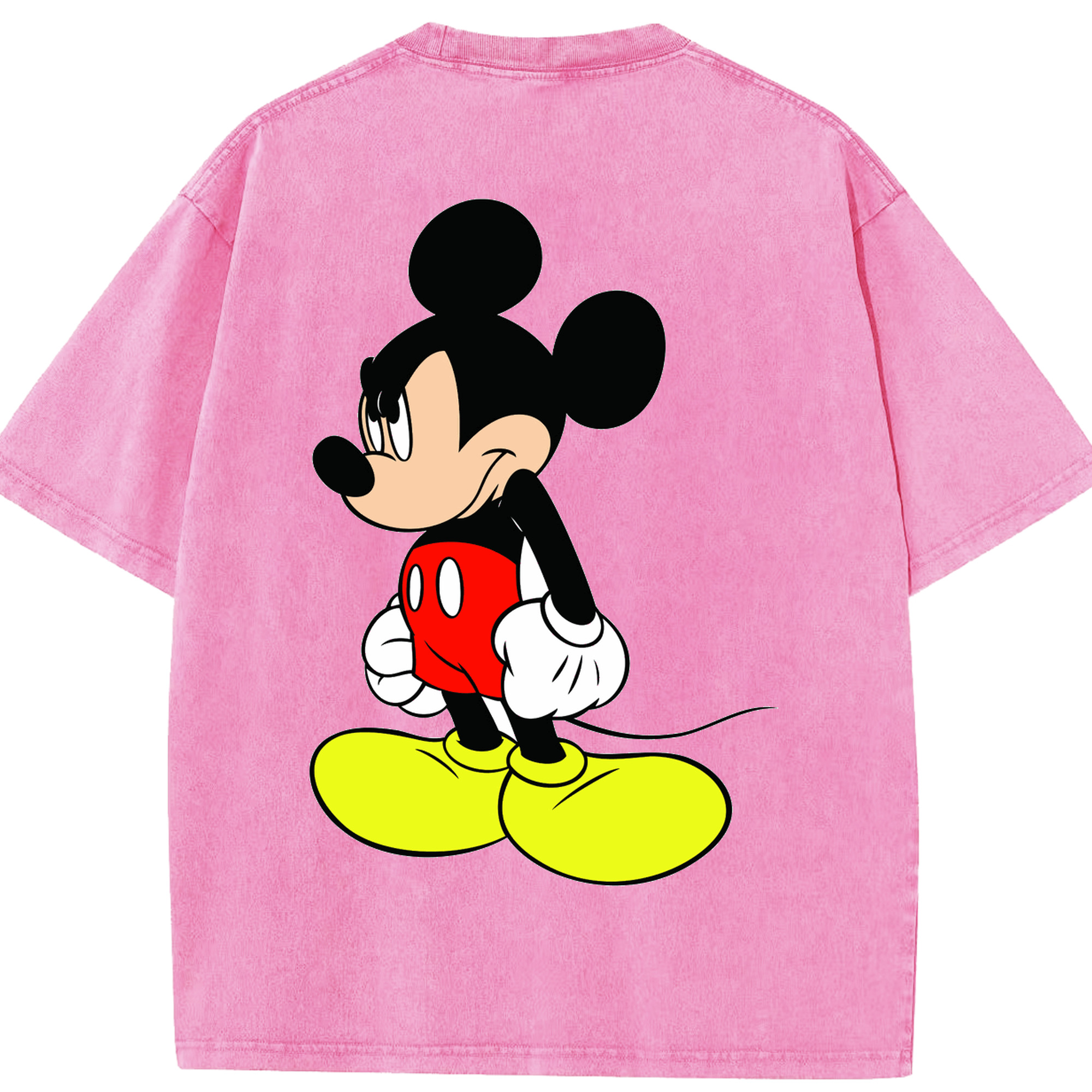 （画像用） ミッキーマウス Mickey Mouse 綿100% ヴィンテージ風 半袖Tシャツ（背面プリント）